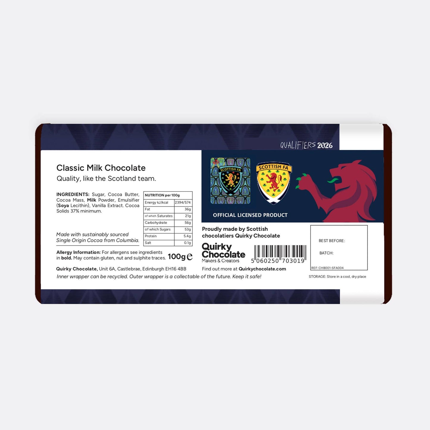 Scottish Football Licensed Bar - On The March,Milk Chocolate