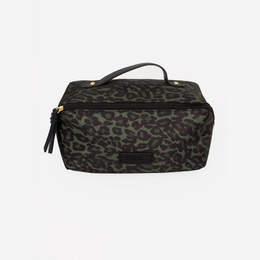 Vanity Case - Khaki Leopard Print, Nylon