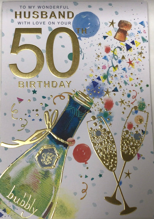 Husband Age 50 Birthday Card - Words 'n' Wishes