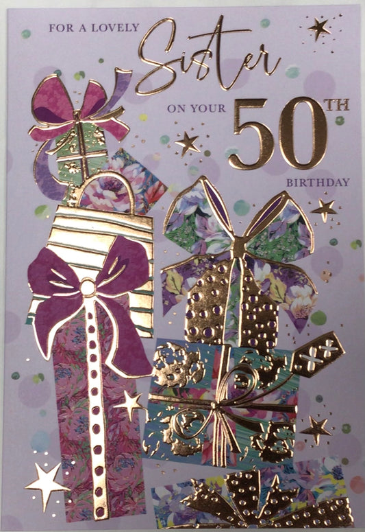 Sister 50th Birthday Card - Words 'n' Wishes