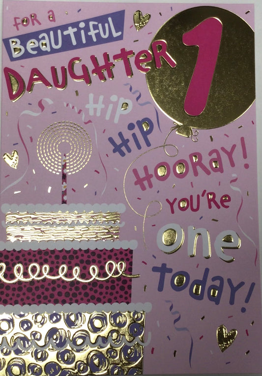 Daughter 1st Birthday Card - Words 'n' Wishes