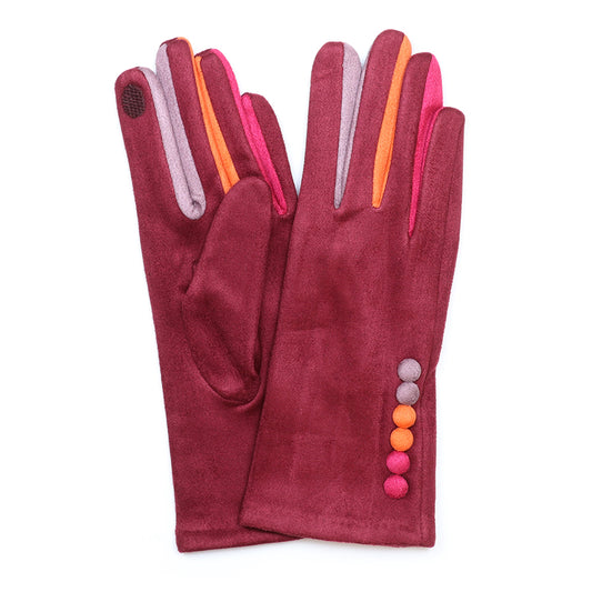 Frida wine multi faux suede formal gloves