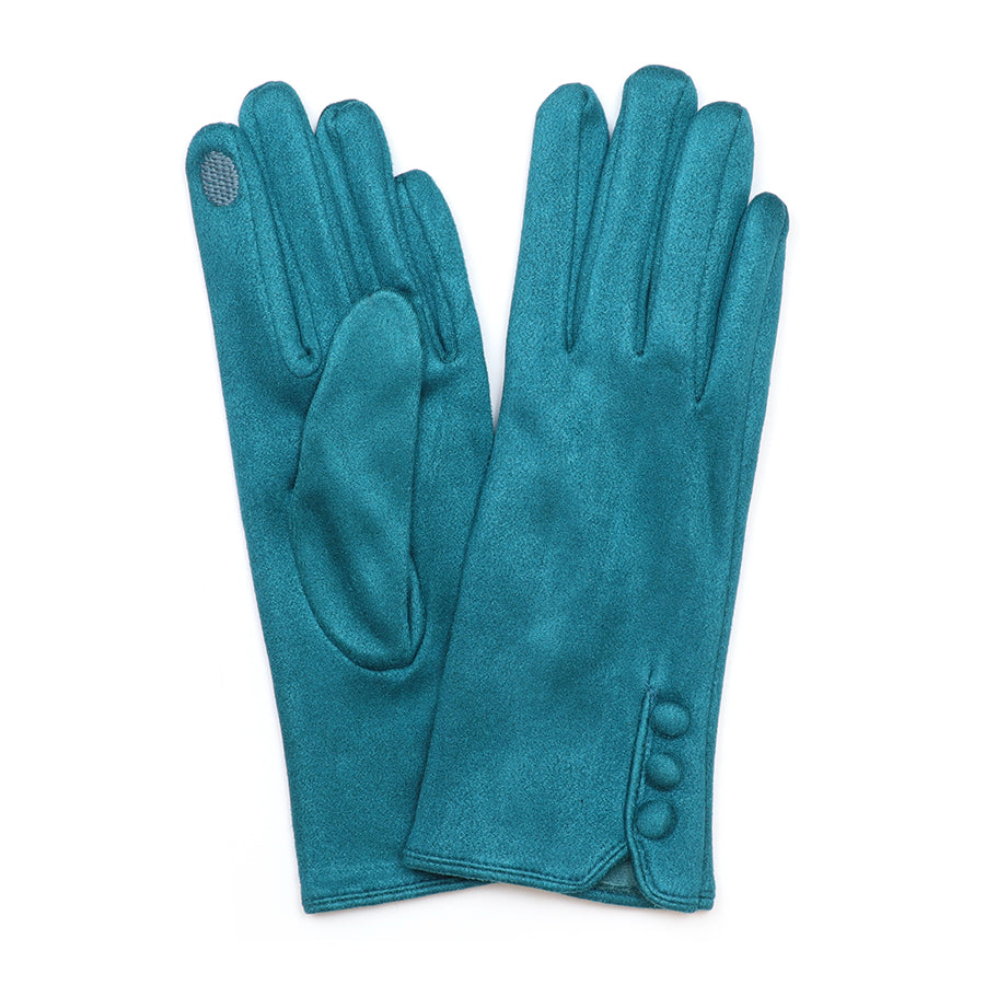 Kate teal faux suede gloves with stitch detail