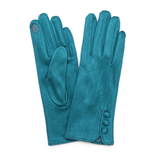 Kate teal faux suede gloves with stitch detail