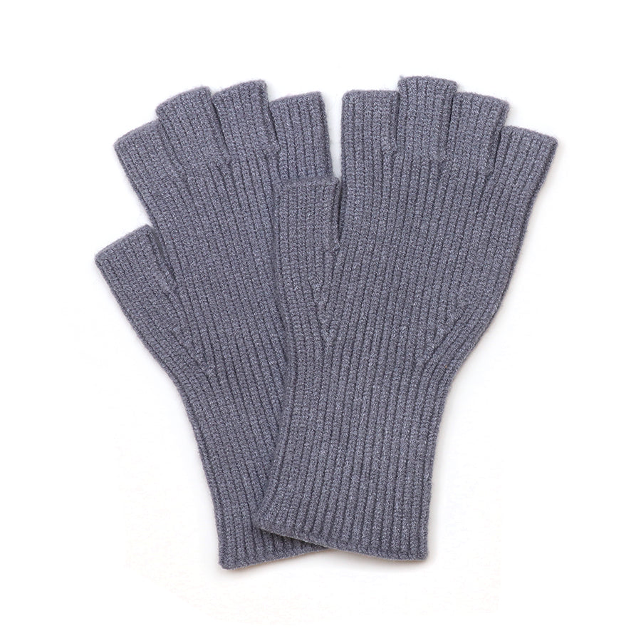 Yasmin grey ribbed fingerless recycled blend gloves