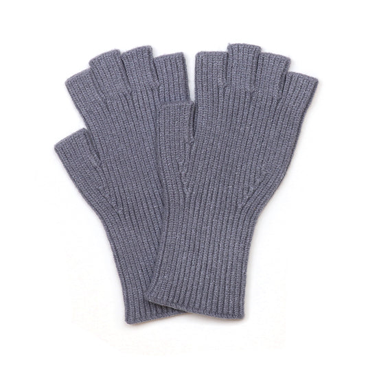 Yasmin grey ribbed fingerless recycled blend gloves