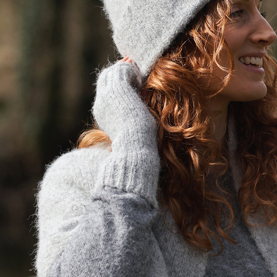 Ashleigh grey marl recycled blend wrist warmers