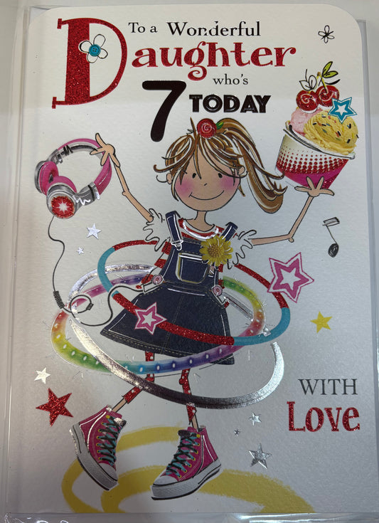 Daughter Birthday Card Age 7 - Jonny Javelin