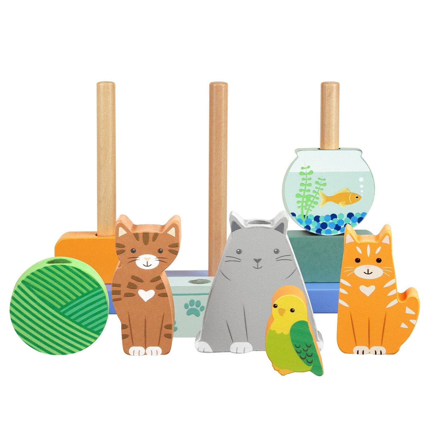Wooden Kitty Stacker Toy