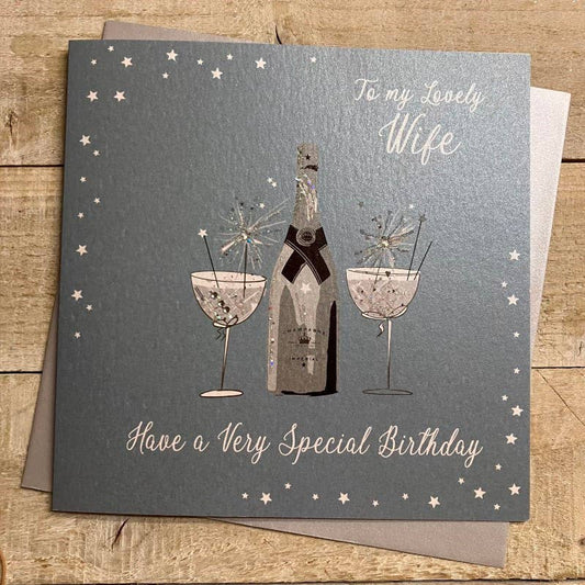 Wife Birthday Card - White Cotton Cards