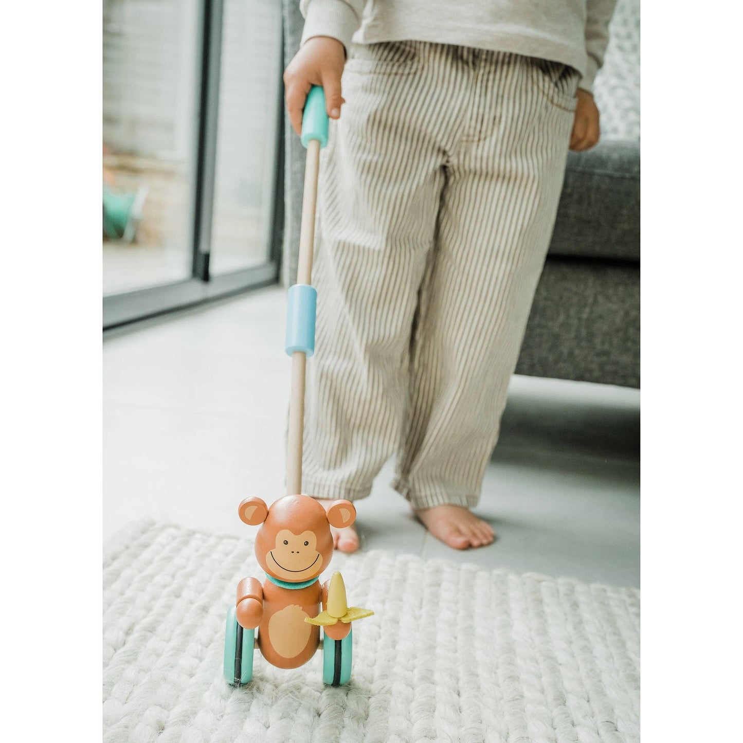 Wooden Monkey Push Along Toy