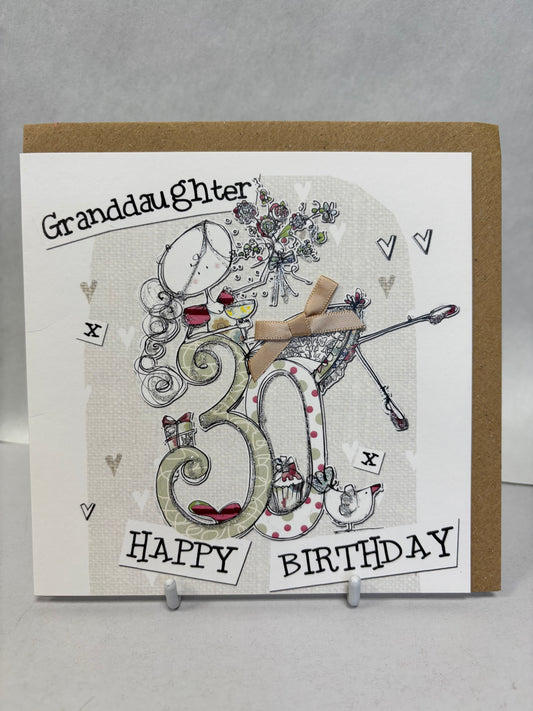 30th Granddaughter Birthday Card - TR