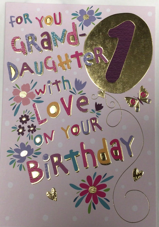 Granddaughter 1st Birthday Card - Words 'n' Wishes