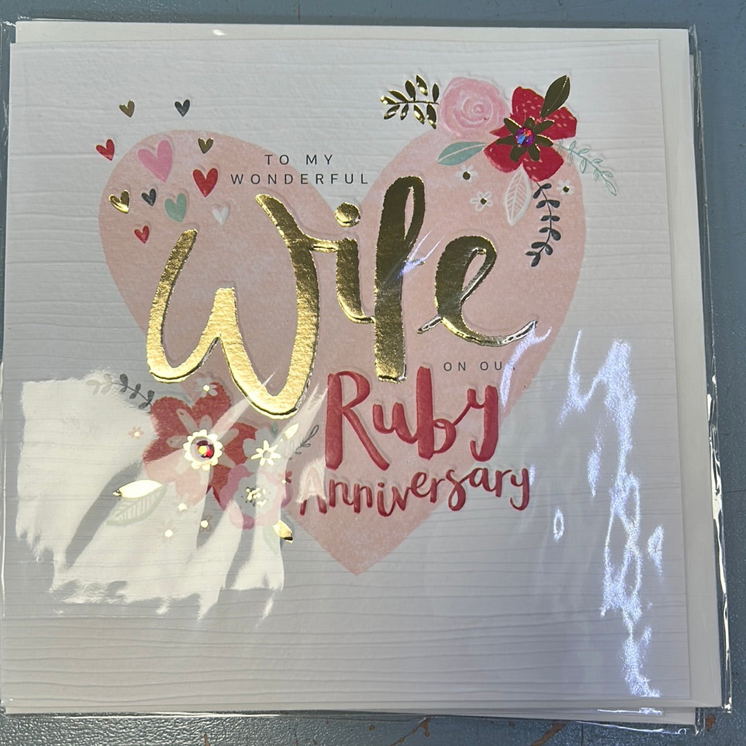 Wife Ruby Anniversary Card - Rachel Ellen