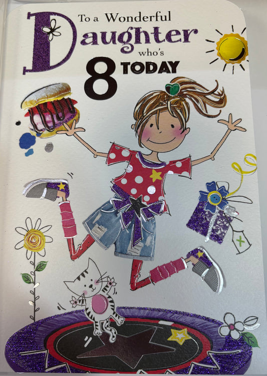 Daughter Birthday Card Age 8 - Jonny Javelin