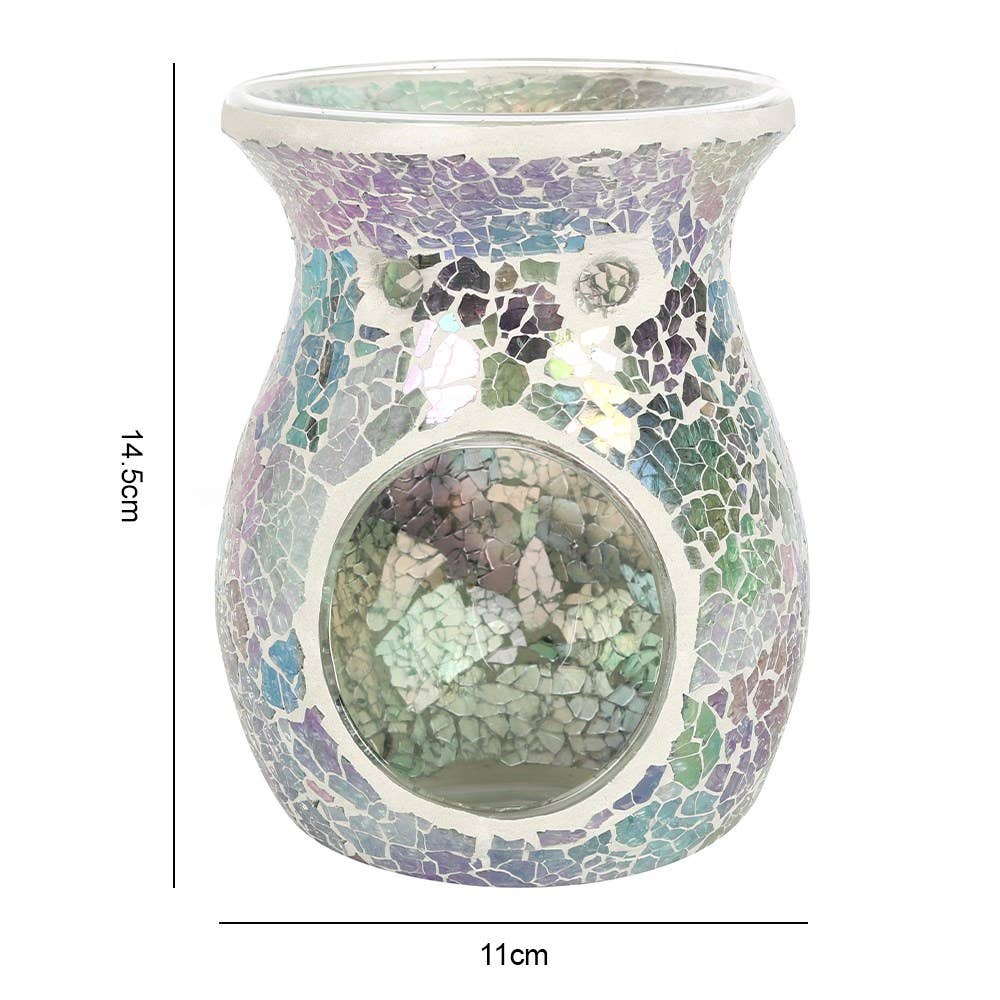 Large Light Blue Iridescent Crackle Oil Burner and Wax Warme