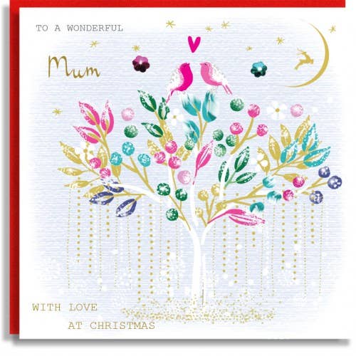 Mum Robins on a Tree - Christmas Print Wholesale Card