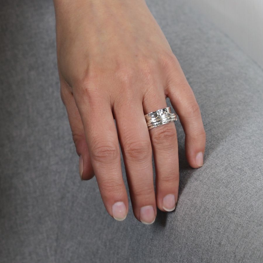 POM Sterling Silver Feather Spinning Ring