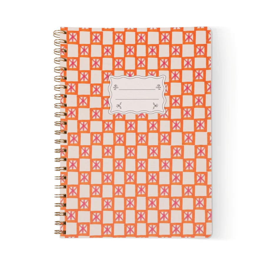 A4 Twin Wire Notebook - Orange Check