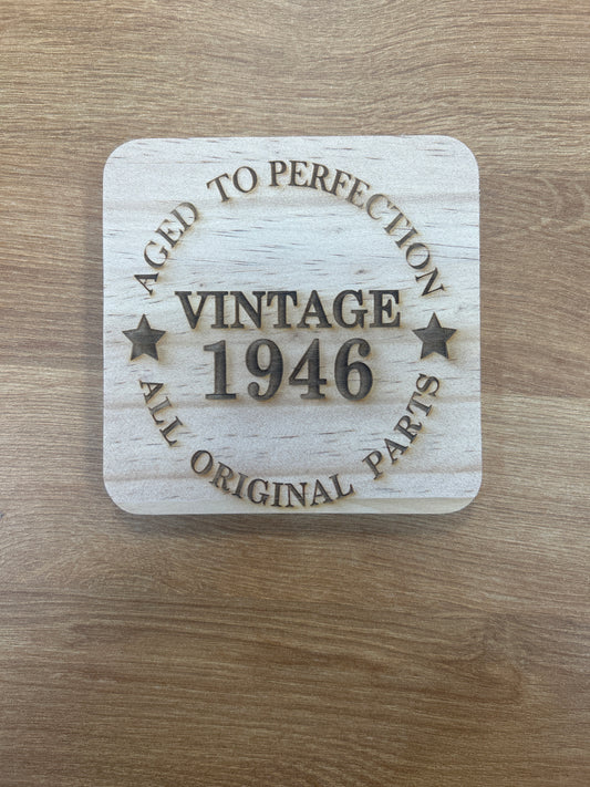 Vintage 1946 Wooden Coaster - Aged to Perfection, All Original Parts | 80th Birthday Gift