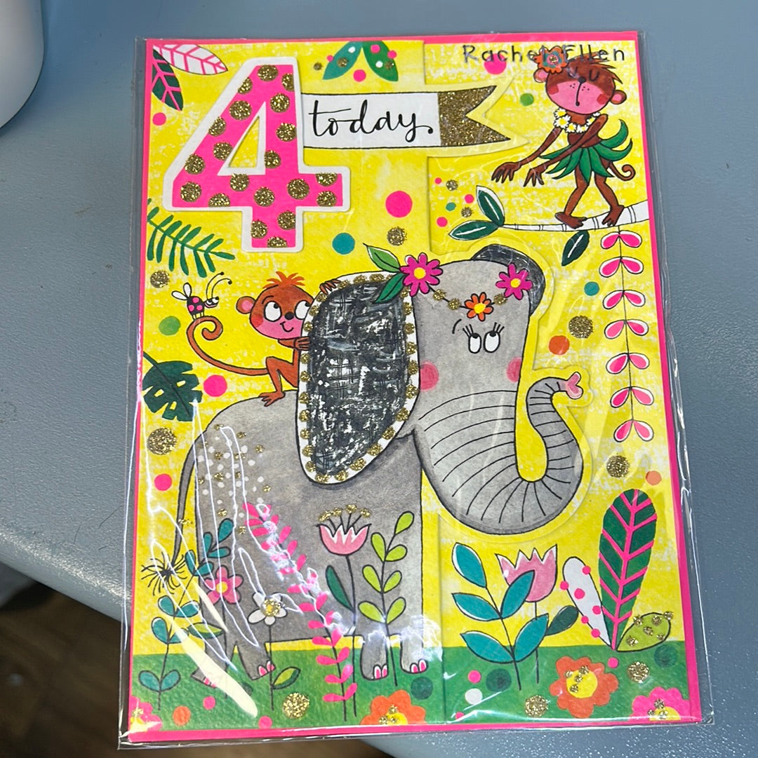 4th Birthday Card - Rachel Ellen