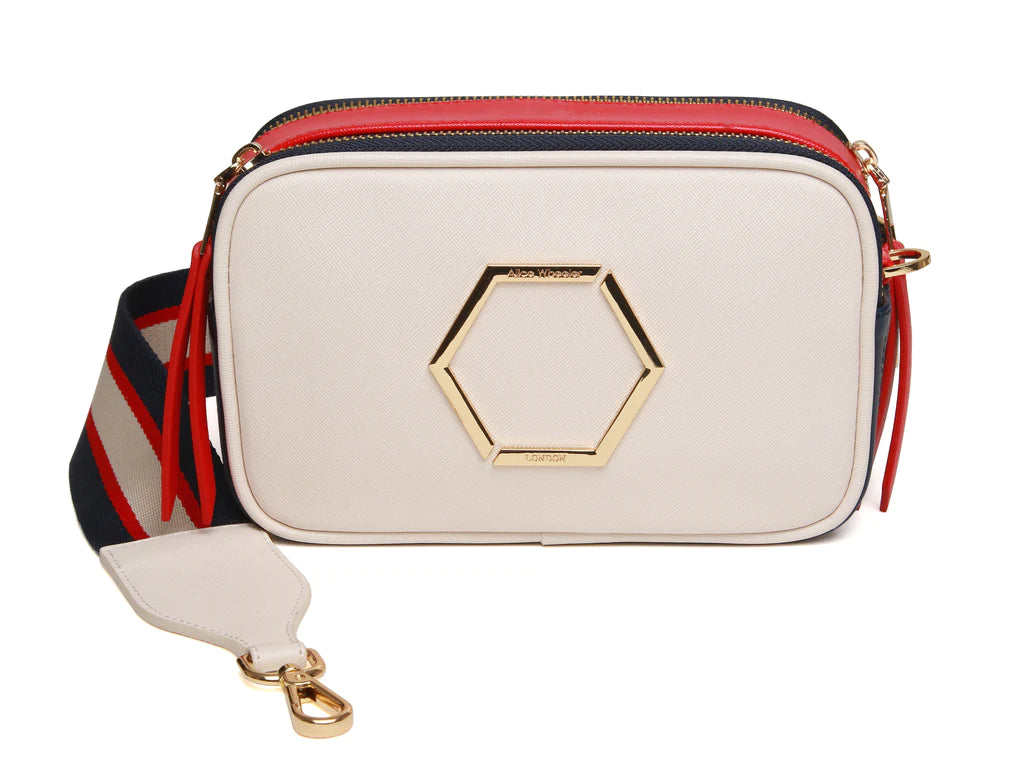 Alice Wheeler Pimlico Honeycomb Tricolour Cross Body Bag - Cream