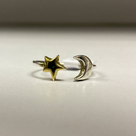 POM Sterling Silver Adjustable Star & Moon Ring