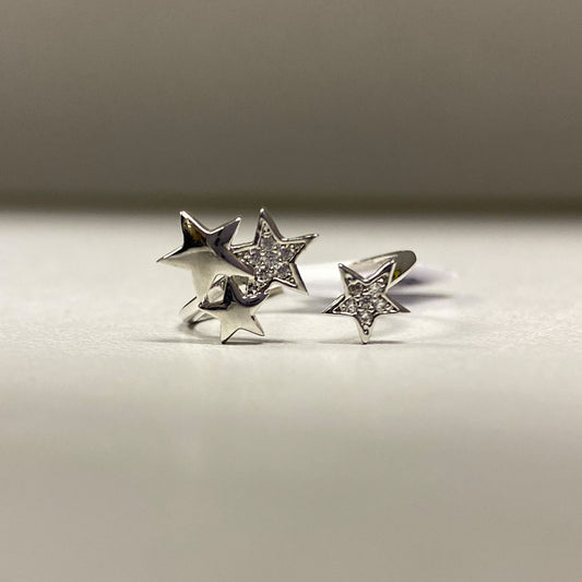 POM Silver Plated Adjustable Star Ring