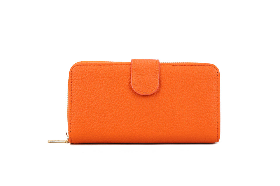 Large Purse with Card Slots, Coin Compartment, and Notes Space - Orange