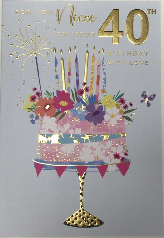 Niece 40th Birthday Card - Words 'n' Wishes