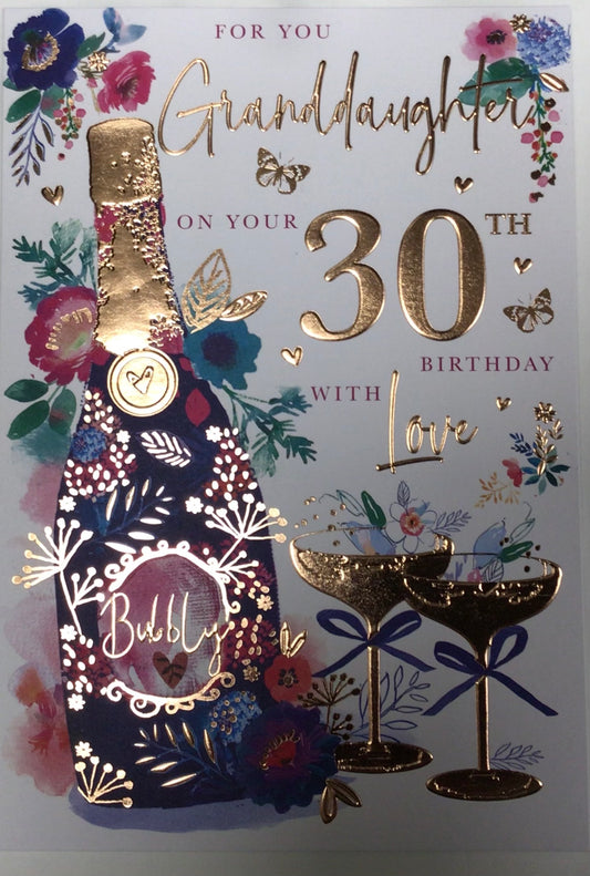 Granddaughter 30th Birthday Card - Words 'n' Wishes