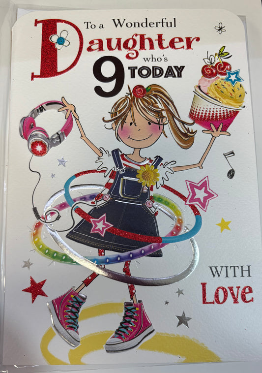 Daughter Birthday Card Age 9 - Jonny Javelin