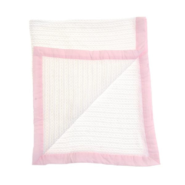 Ziggle Cellular Blanket with Pink Trim