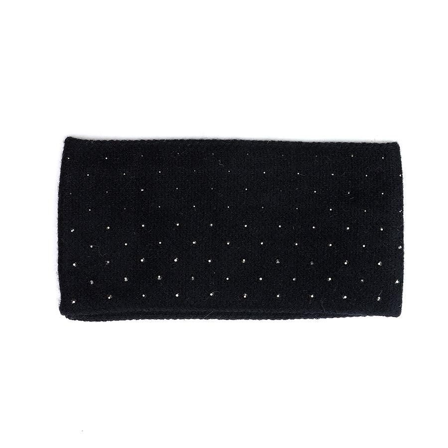 Black Embellished Knit Headband – Versatile Cosy Winter Accessory with Studded Trim