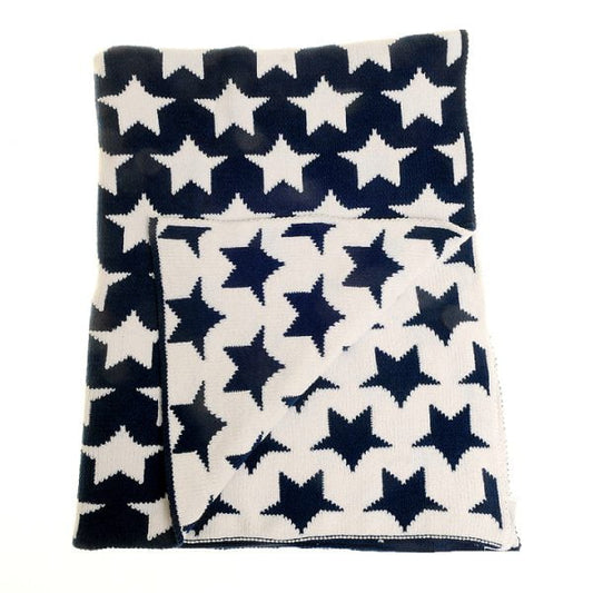 Ziggle Navy and White Stars Chenille Blanket