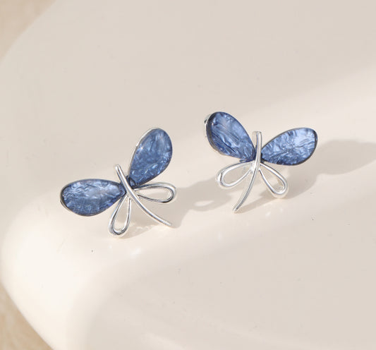 Blue Butterfly Stud Earrings