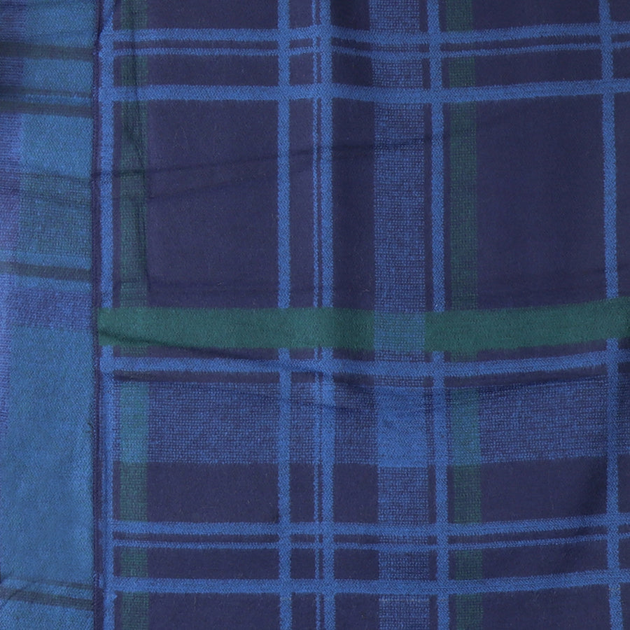 Men's Blue & Green Classic Check Scarf – Soft Viscose Winter Scarf, Timeless Style