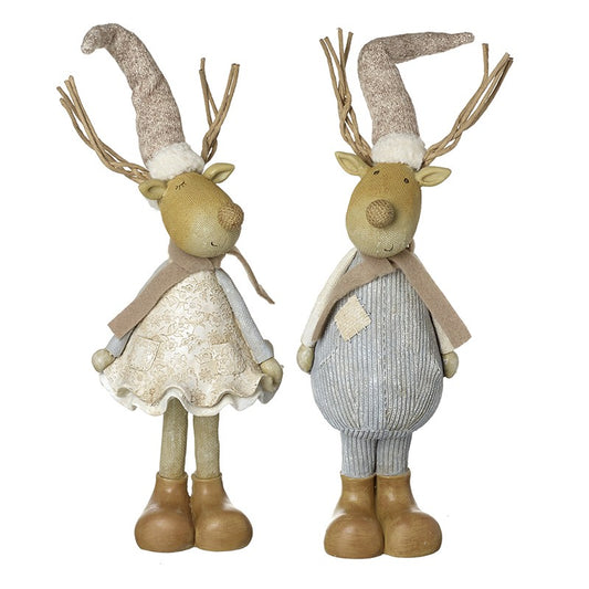 Boy And Girl Reindeers In Long Hats Ornaments