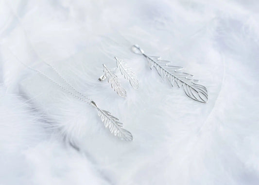 By Rebecca Sterling Silver Outline Feather Necklace