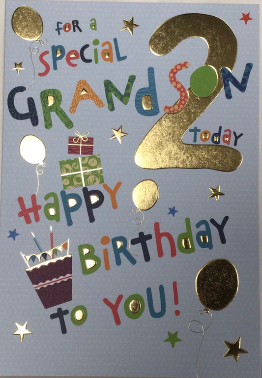 Grandson 2nd Birthday Card - Words 'n' Wishes