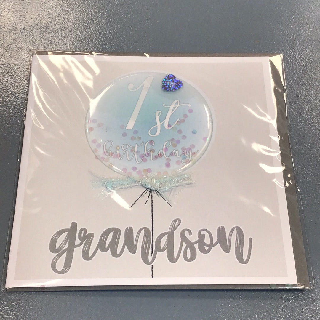 Grandson 1st Birthday Card - TR