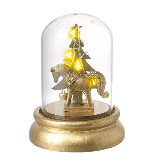 Regal Pony & Tree Light Up Glass Dome