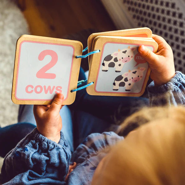 Orange Tree Toys Farmyard Animal Counting Book: Eco-Friendly Wooden Learning Toy. Available at Sweet P, Burnside, Glasgow