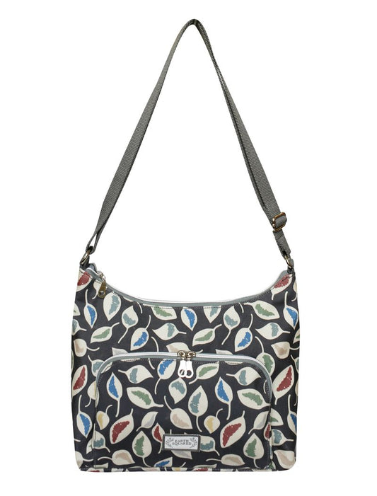 Earth Squared Oil Cloth Hobo Bag - Grey Leaf