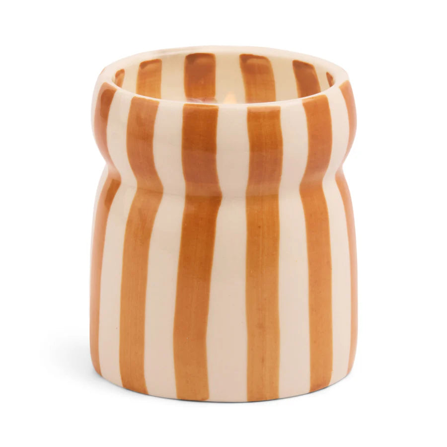 Cabana Rust Striped Ceramic Candle – Sienna Sunset