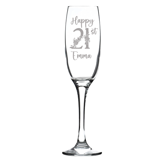 Personalised Engraved Birthday Champagne Flute | Custom Name & Age