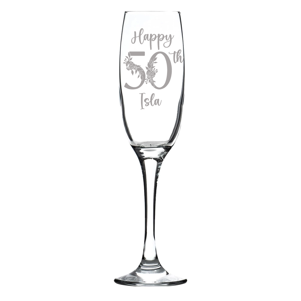 Personalised Engraved Birthday Champagne Flute | Custom Name & Age