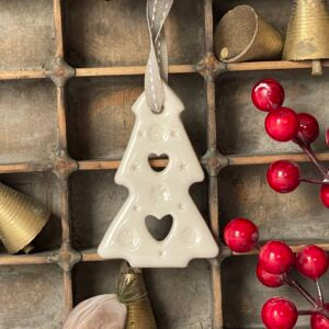 Handmade Hanging Ceramic Decoration with Thoughtful Message - Christmas Tree