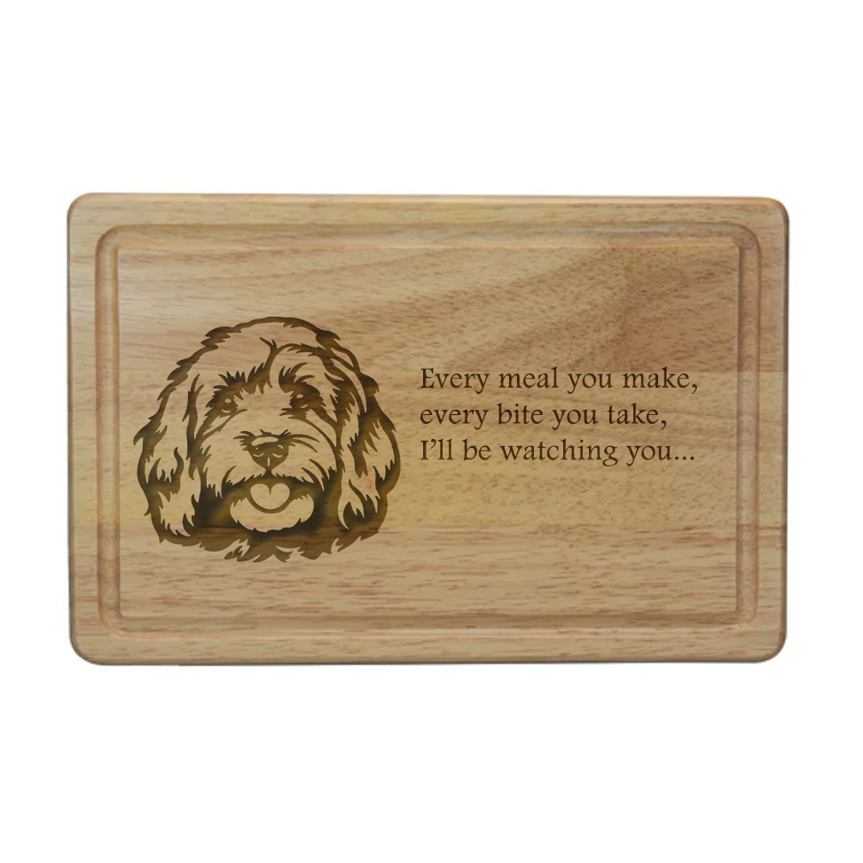 Personalised Wooden Chopping Board with Dog Breed Engraving | Funny Kitchen Gift