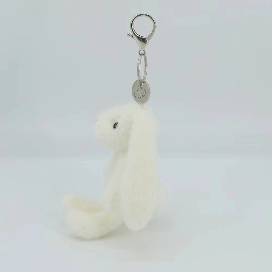 Cream Bunny Plush Keyring